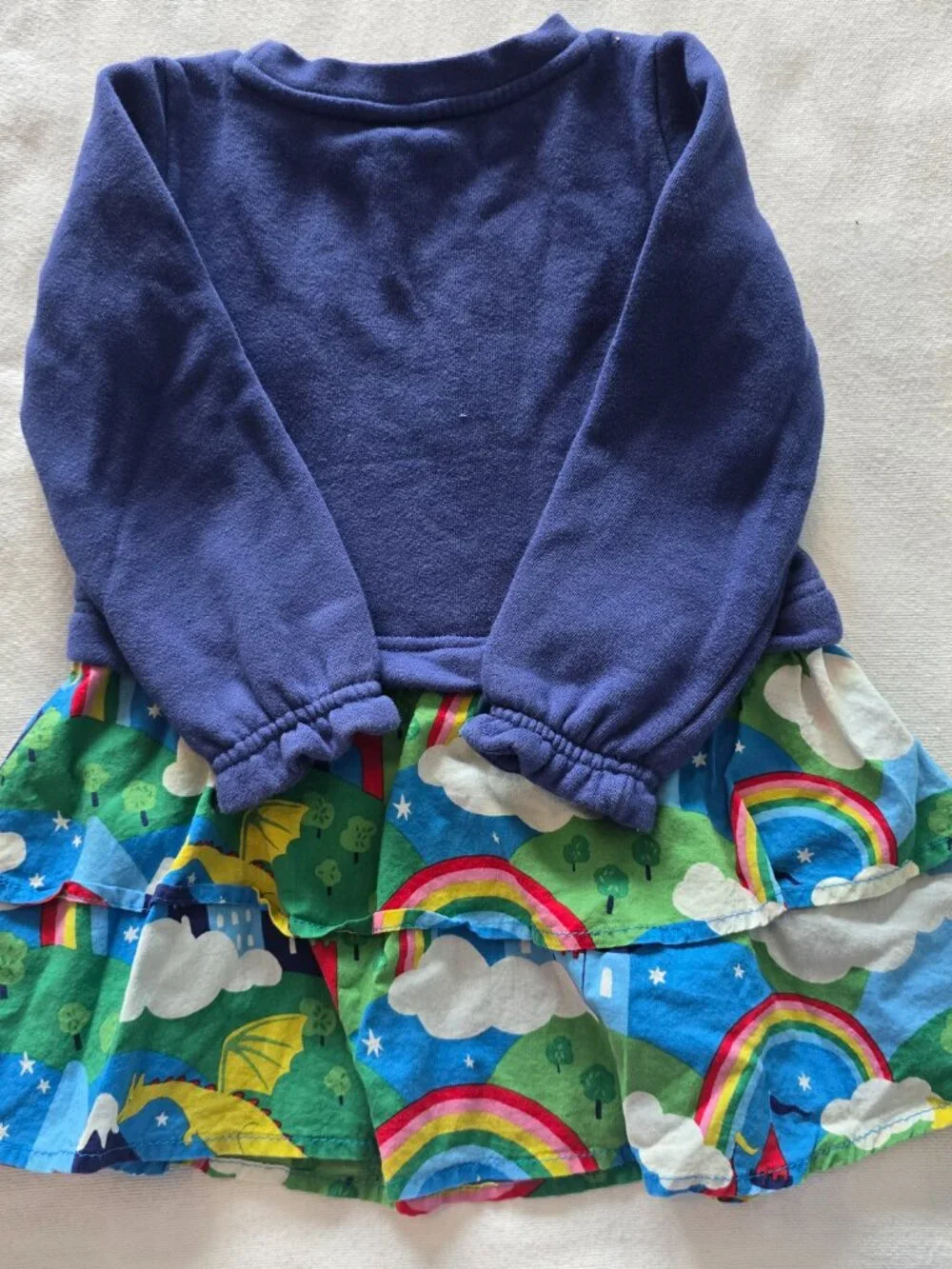 2-3Y Mini Boden Girls Dragon Applique Sweatshirt Dress & Tights Set